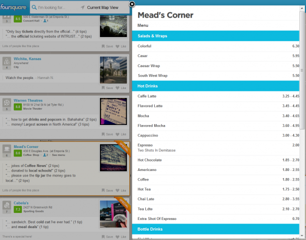 foursquare menu
