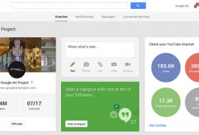 Google+ dashboard with youtube stats