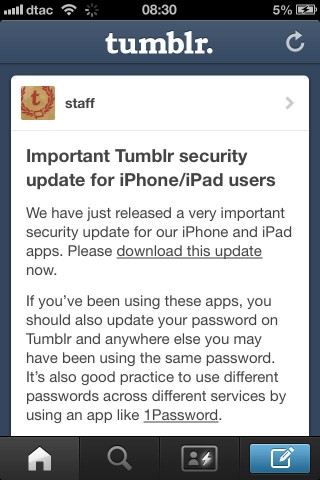 tumblr vulnerability for ios