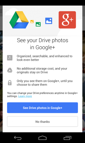 Google Plus access to google drive