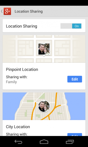 Google Plus location settings