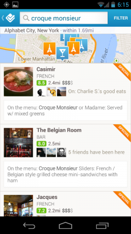 foursquare explore food