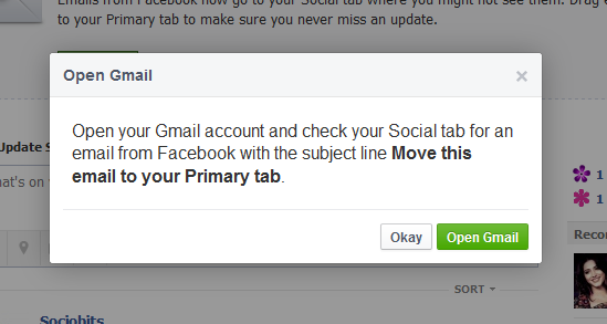 Facebook gmail notification