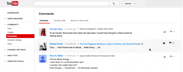 youtube comments page