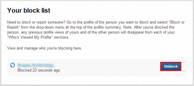linkedin how to unblock a user