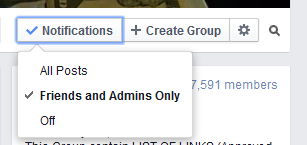 Facebook Friends and Admins Only Group Notification