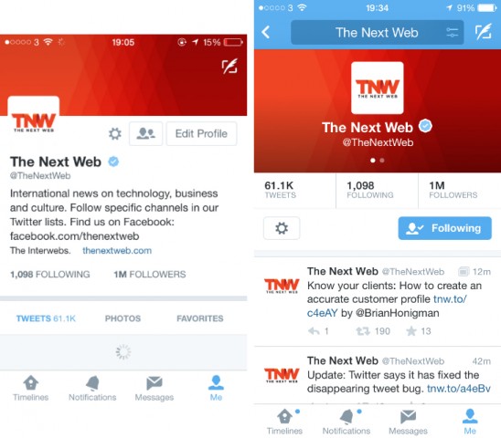 twitter new profile page for ios