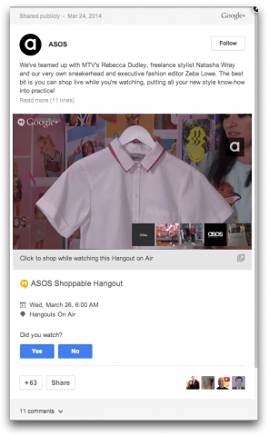 asos google plus post ads