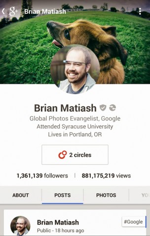 Google Plus profile and pages views