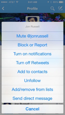 twitter mute feature for ios