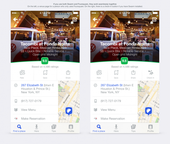 new foursquare app with or without swarm app