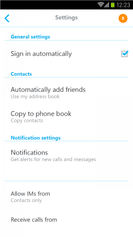 skype for android v5.0