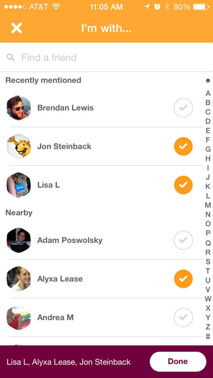 Swarm easier check-in with friends