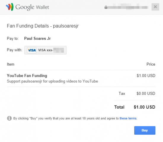 YouTube fan funding