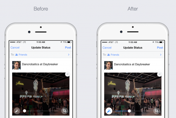 Facebook photos auto enhance on ios