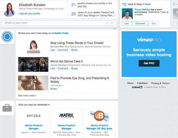 linkedin new home page