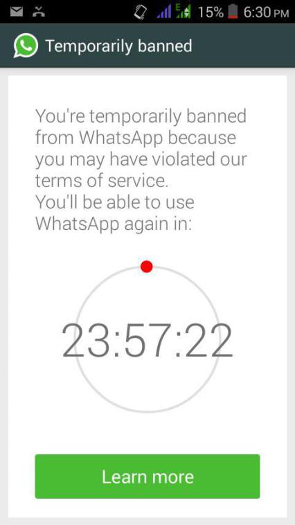 whatsapp 24 hours ban