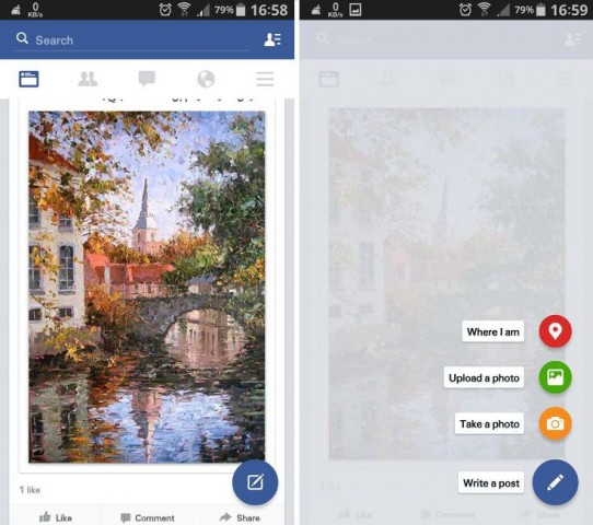 Facebook for Android tests Material Design