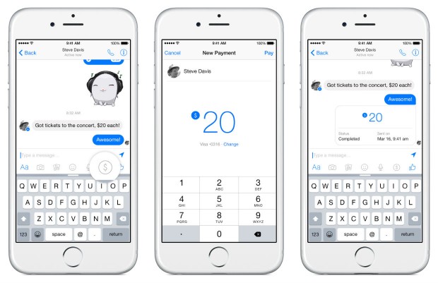 Facebook messenger money transactions