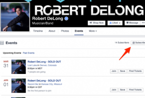 Facebook pages events subscribe button