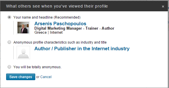 LinkedIn profile visibility